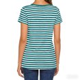 thumbnail image 5 of Women's Casual Short Sleeve Striped Shirt Loose Fit Crew Neck T Shirt Basic Pullover Tops for Summer Light Blue, 5 of 6