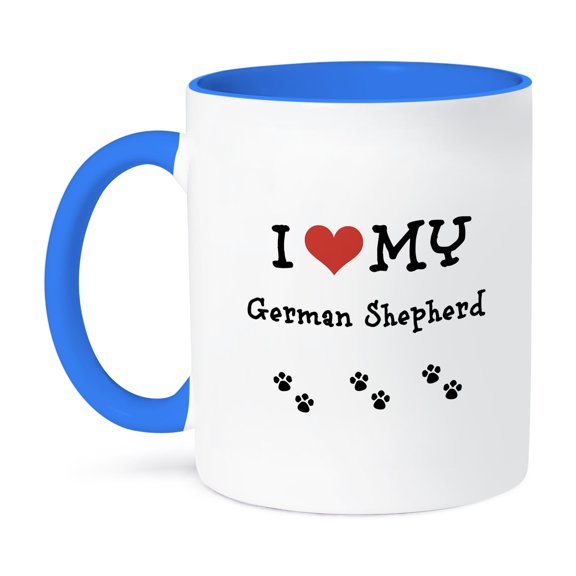 3dRose, I Love My - German Shepherd, 11oz Two-Tone Blue Mug