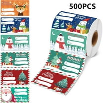 Meggemo 500 Christmas Stickers Per Roll - Festive Decals For Gifts, Cards & Home Decor, Holiday Craft Supplies