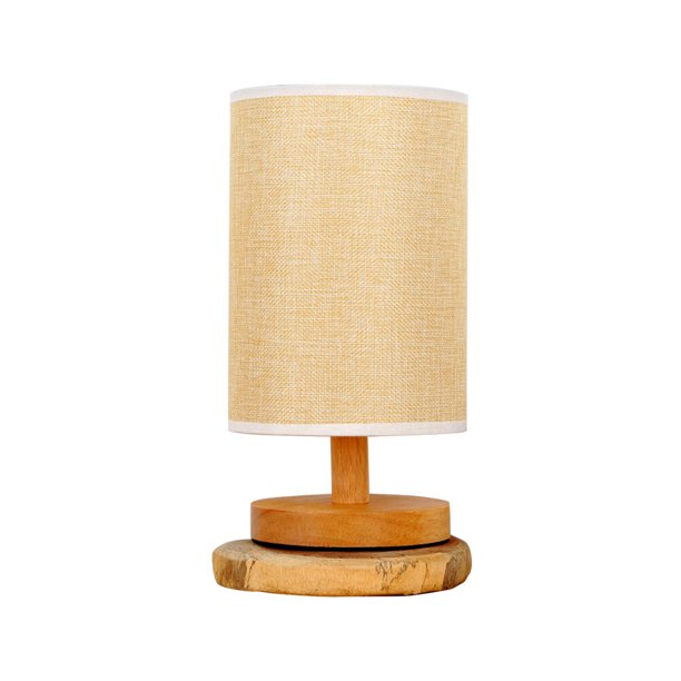 Luz de mesa LED Lámpara de escritorio de madera Lámpara de mesilla retro con pantalla Base de madera maciza para el dormitorio del hogar Luz de noche (interruptor de botón)
