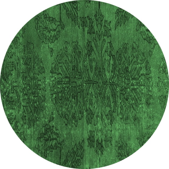 Ahgly Company Indoor Round Abstract Emerald Green Modern Area Rugs, 7' Round