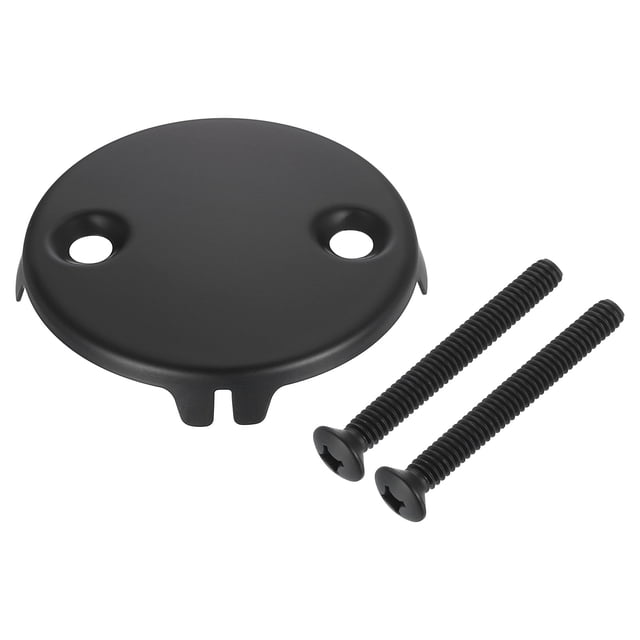 Placa de Desbordamiento de Drenaje de Bañera, Tapa de Drenaje de Doble Orificio Universal con Tornillo para la Mayoría de los Drenajes de Bañera Estándar del Hogar, Negro Mate