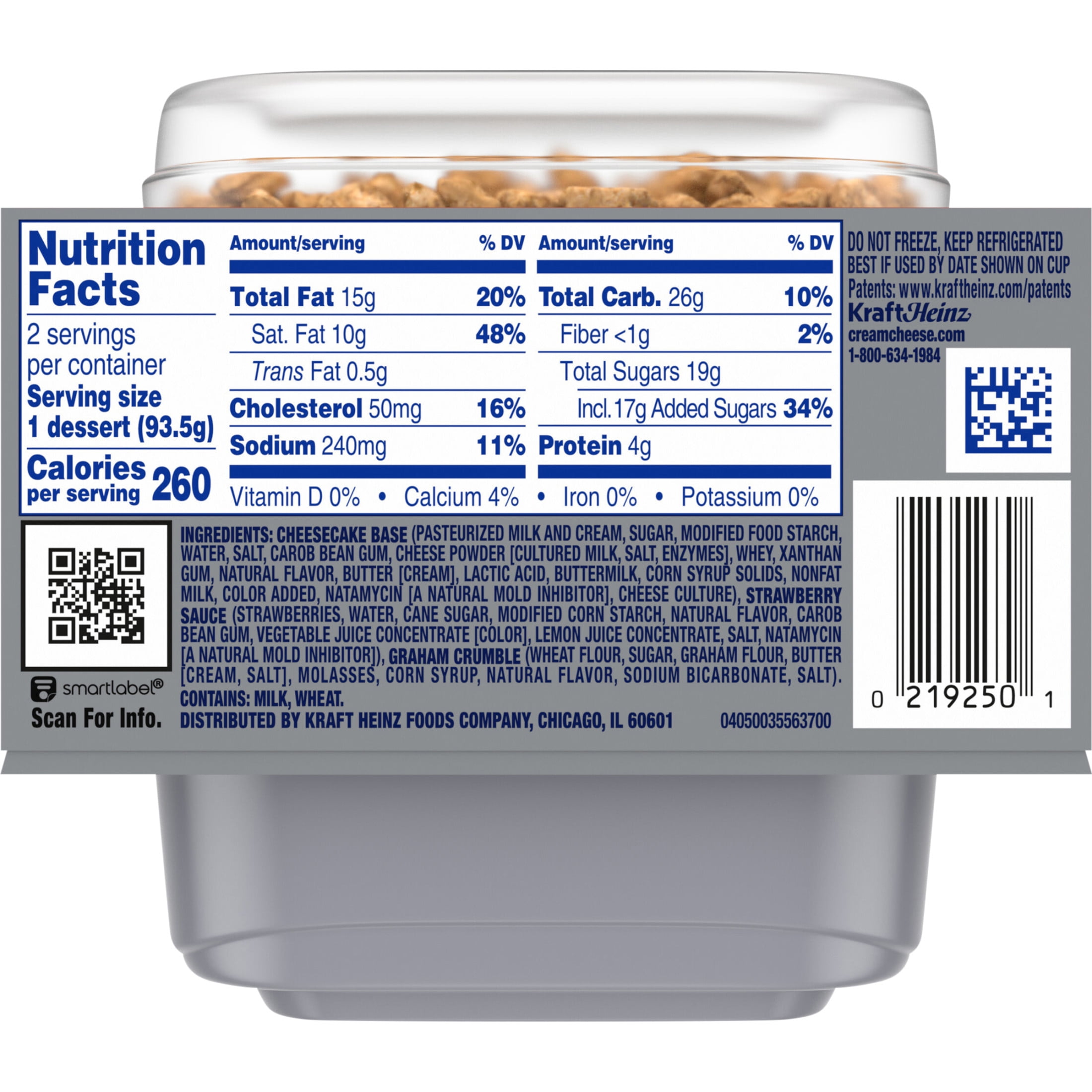 Philadelphia Cheesecake Crumble Dessert, 2 Pack, for Easy Desserts and On-the-Go Snacking, Strawberry, No Artificial Preservatives, Flavors or Dyes, 6.6 oz