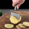 thumbnail image 5 of Crinkle Cut Knife,Crinkle Cutter for Veggies,French Fry,Potato,Cucumber,Carrot and Fruit,Stainless Steel Wave Fries Cutter Slicer with Handle,Crinkle Knife,Wavy Knife,Dishwasher Safe,1 Pack,7"x3.1", 5 of 5