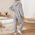 thumbnail image 3 of AUNVITO Women's Fleece Hooded Front Zipper Long Sleeve Jumpsuit Cozy and Comfortable Loungewear Style, 3 of 6