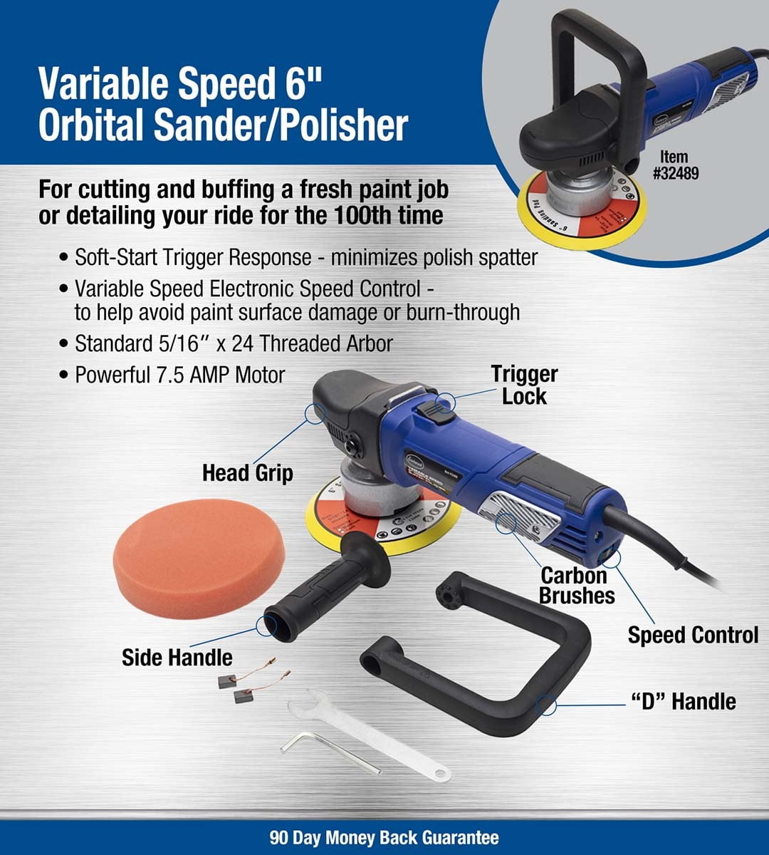 Eastwood Variable Speed 6 Inch Orbital Sander Polisher