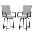 thumbnail image 2 of ELPOSUN Patio Swivel Bar Stools Chair of 2, Outdoor Bar Height Set, All Weather High Back and Armrest Rocking Stools & Bar Chairs for Backyard, Lawn Garden, Balcony and Pool, Grey White, 2 of 6