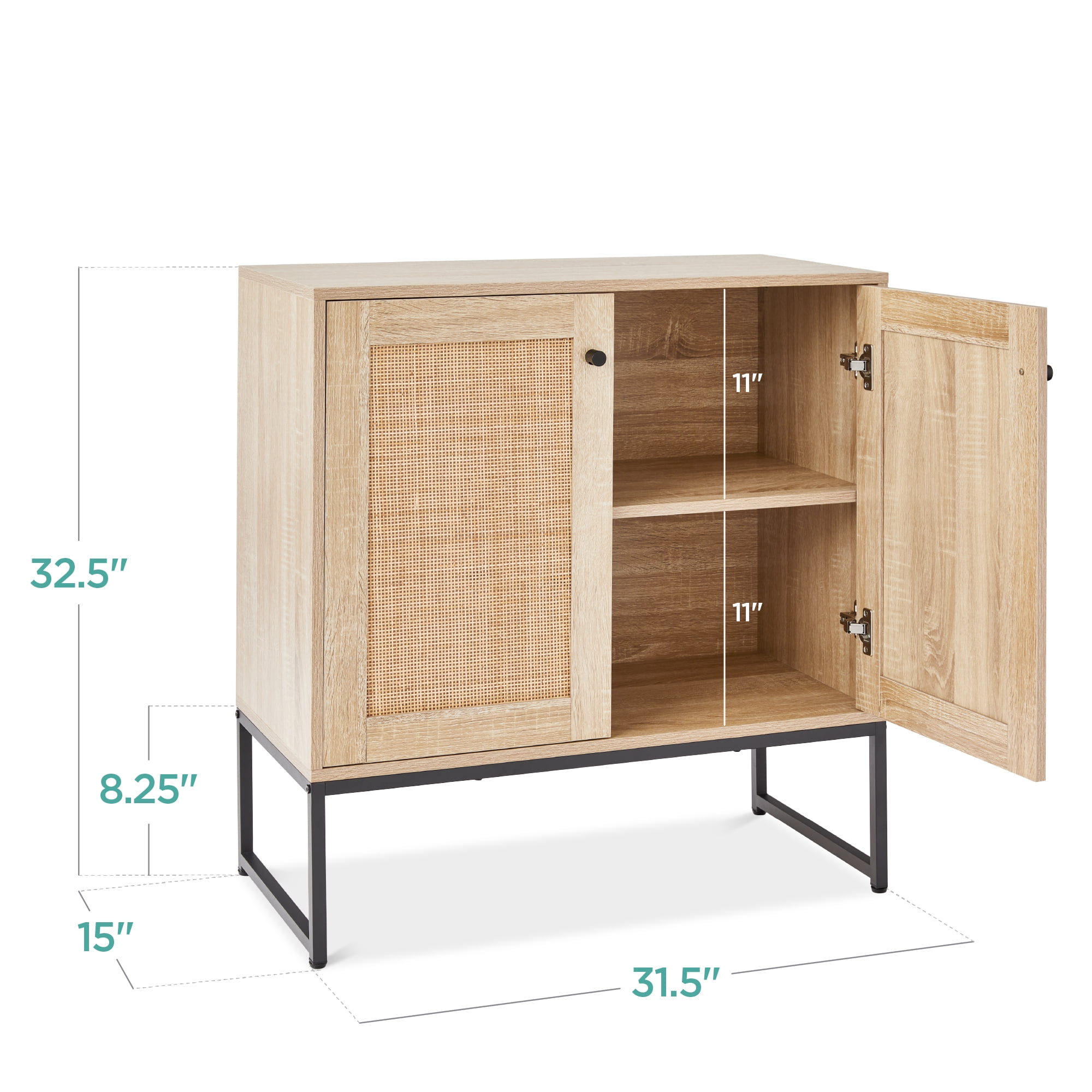Best Choice Products 2-Door Rattan Storage Cabinet, Accent Furniture, Cupboard w/ Non-Scratch Foot Pads - Natural