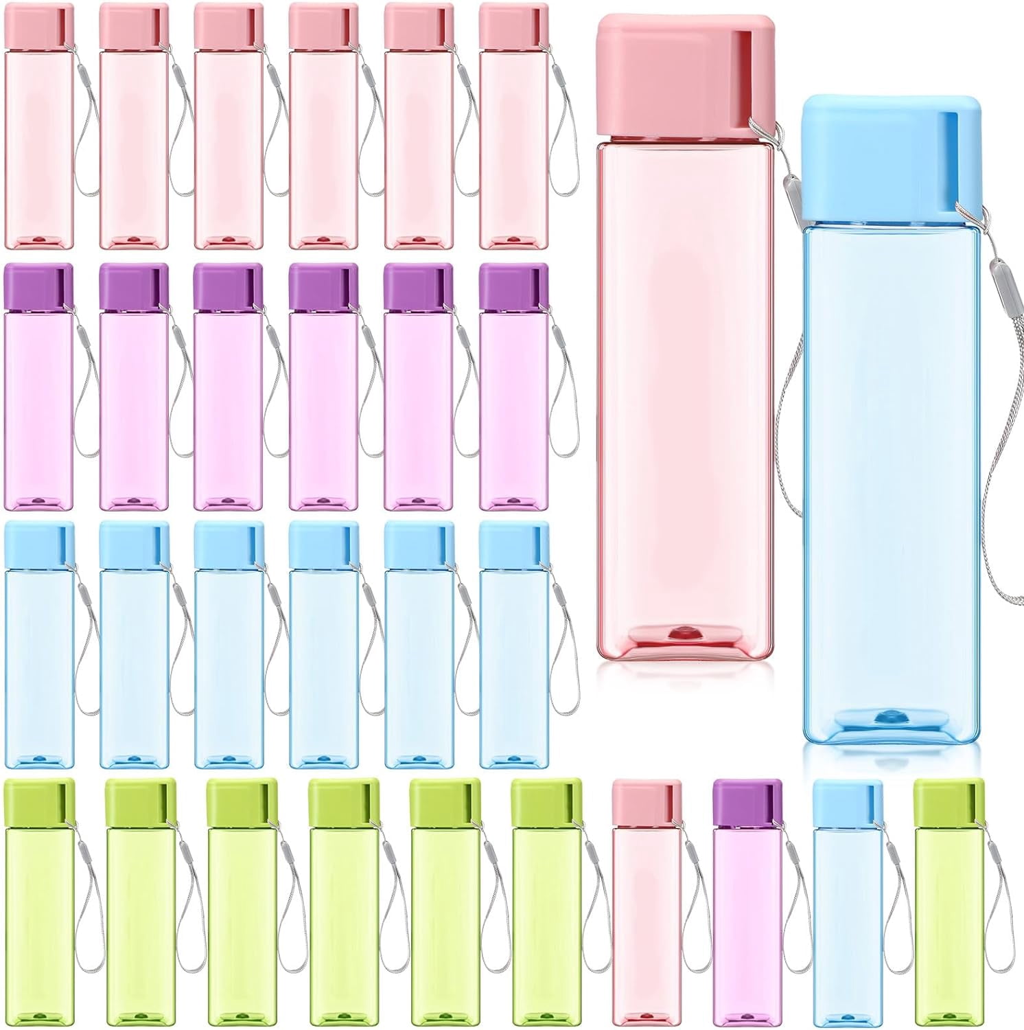 30 Pcs Water Bottle Bulk 17 oz Plastic Sports Water Bottles for Kids Adults Reusable Leak Proof Portable Drink Container Large for School Classroom Travel Camping Fitness Office(White)