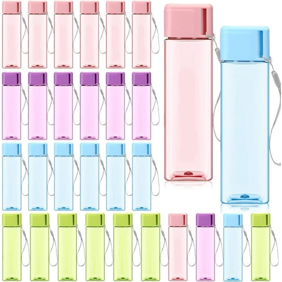 30 Pcs Water Bottle Bulk 17 oz Plastic Sports Water Bottles for Kids Adults Reusable Leak Proof Portable Drink Container Large for School Classroom Travel Camping Fitness Office(Multicolor)