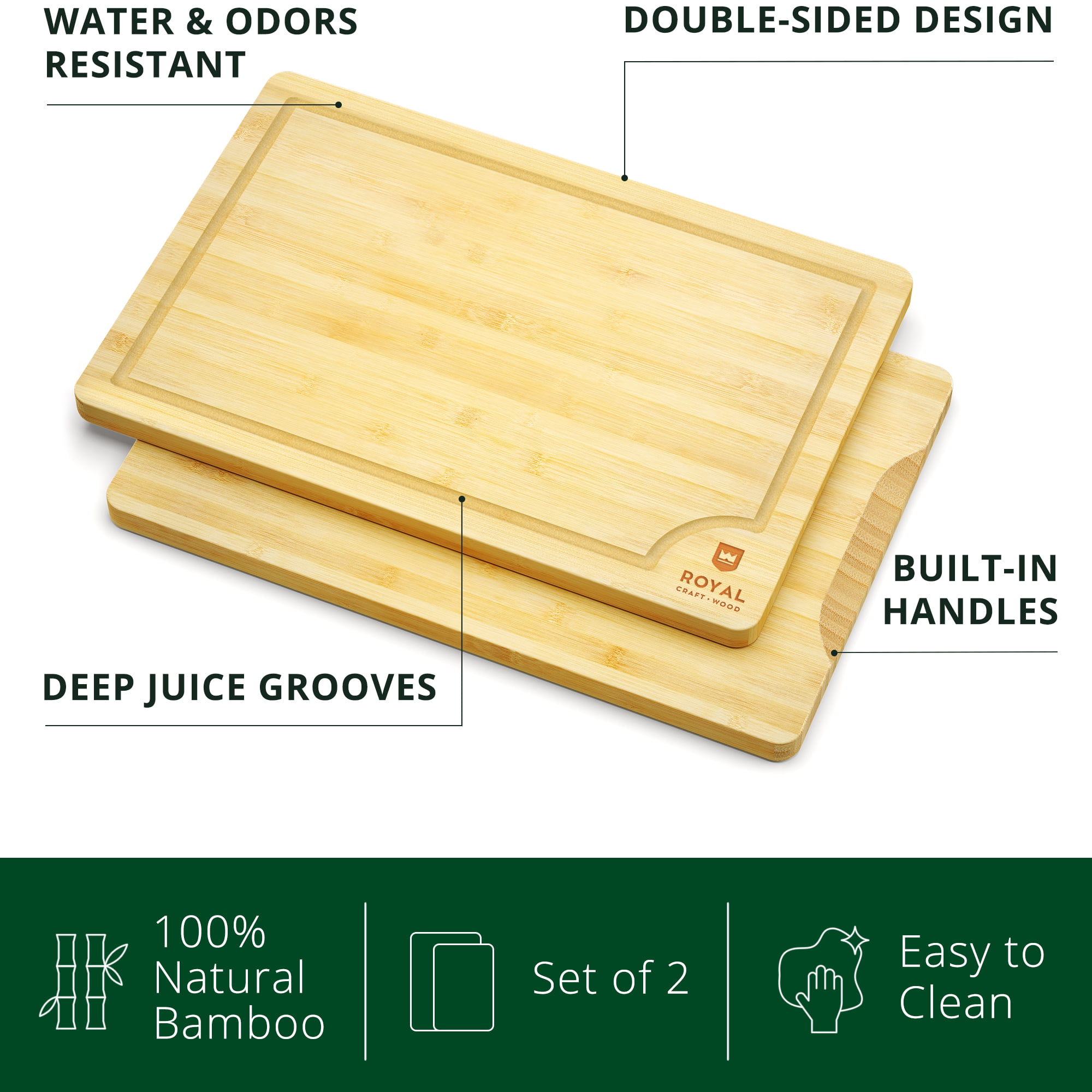 Cutting Board - Juice Grooves with Easy-Grip Handles, Non-Porous,  Dishwasher Safe (Badge Board WL-CB-048)