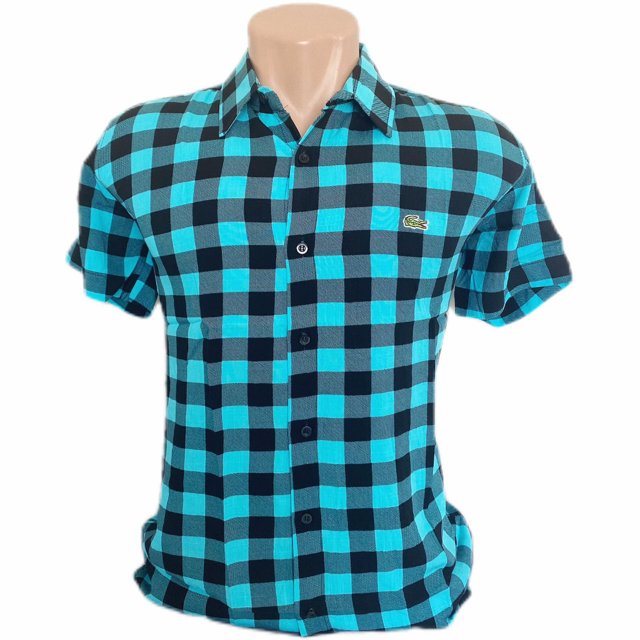 CAMISA MANGA CORTA CUADROS MODELADO SLIM Deng Xun unisex