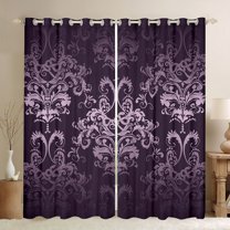 jejeloiu Gothic Damask Floral Black Out Curtains,Bohemian Exotic Style Curtains Pack of 2 (42x63 Each),Wild Snake Pattern Bedroom Curtains For Adult,Ultra Soft Home Decor
