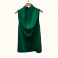 thumbnail image 6 of Dwellite Women's Satin Cowl Neck Top Casual Sleeveless Front Basic Crop Shirt Elegant Going Out Blouses Dark Green XL, 6 of 8