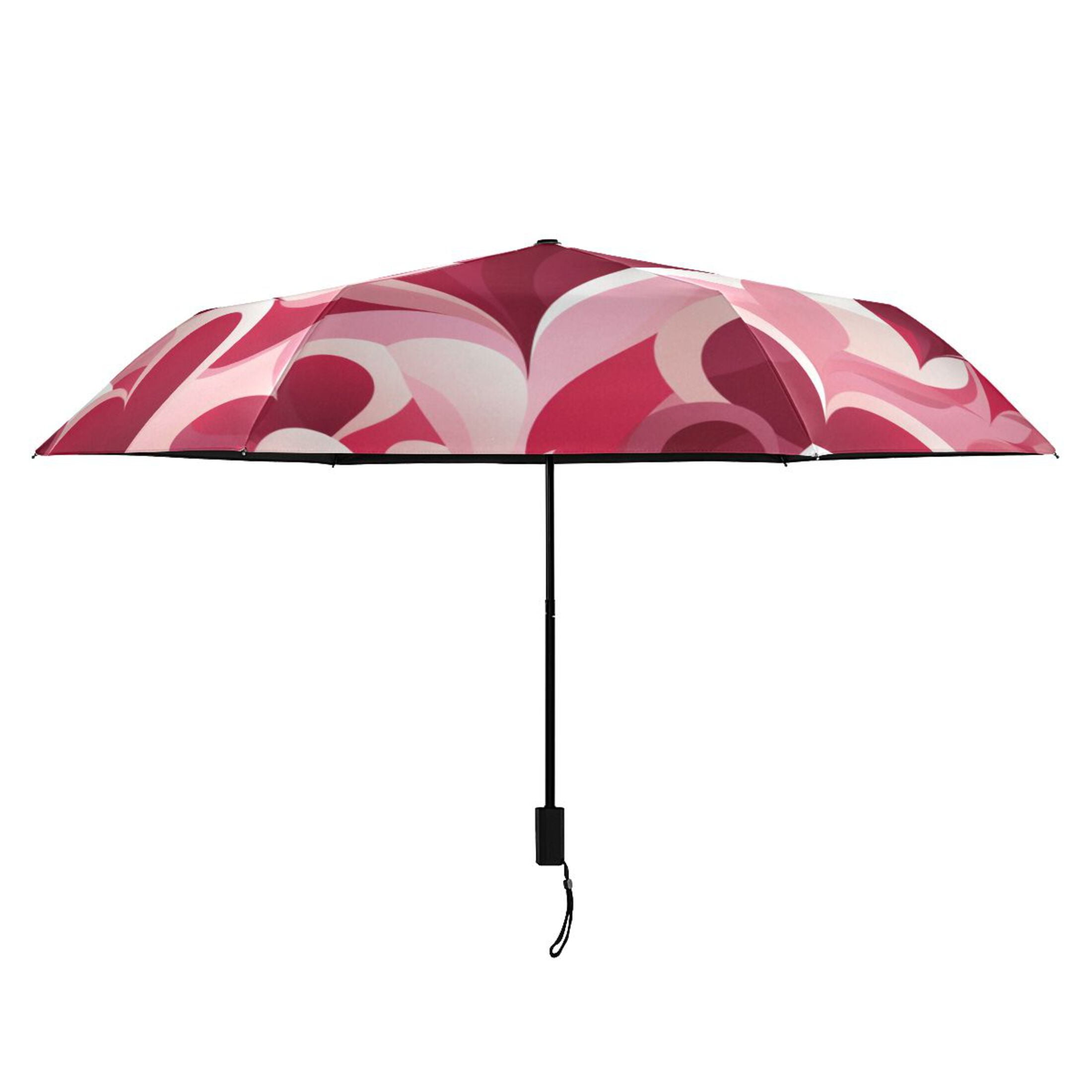 Love Hearts in Valentine Compact Folding Umbrella for Rain Windproof Travel Umbrella UPF 50+ Lightweight Packable Arc Size