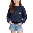 thumbnail image 2 of Kids Valentine Day Shirt | Girls Valentine Sweatshirt Heart Print | Cute Valentine Outfit French Terry Crewneck - Navy, Pink, White, Hot Pink,Size 9-10 T, 2 of 6