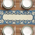 thumbnail image 4 of White Blue Embroidered Beaded Table Runner for Dining Coffee Table Scratch Heat Stain Resistant Charger Kitchen Decor Durable - Fall Autumn Thanksgiving Holiday - 13x54 inch, 4 of 6