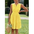 thumbnail image 4 of PRETTYGARDEN Women's Summer Dresses Sleeveless V Neck Eyelet Hollow Out Swing A Line Beach Vacation Sun Dress, 4 of 10