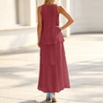 thumbnail image 4 of Dresses for Women Sleeveless Fashion Solid Tiered Chiffon Casual Flowy A-Line Maxi Dress Wine S, 4 of 7
