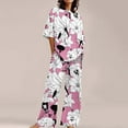 thumbnail image 2 of Jxximdong Pajamas for Women Set Summer Cotton Linen T Shirts Straight Leg Pant Plus Size 2 Piece Set Pink Loungewear XXXL, 2 of 5