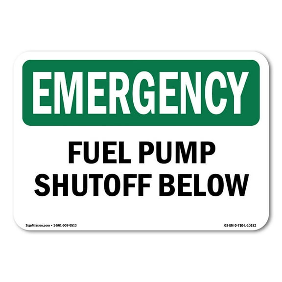 OSHA EMERGENCY Sign - Fuel Pump Shutoff Below | Plastic Sign | Protect Your Business, Construction Site, Warehouse & Shop Area | Made in the USA