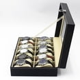 thumbnail image 2 of Watchbox Watch box for 12 watches with window black with white stitching, 2 of 3