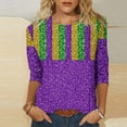 thumbnail image 2 of YOIAVAIOY Women Mardi Gras T Shirts Fashion Casual Crew Neck Tops Trendy Mask Print 3/4 Sleeve Blouses Multicolor XXXL, 2 of 6