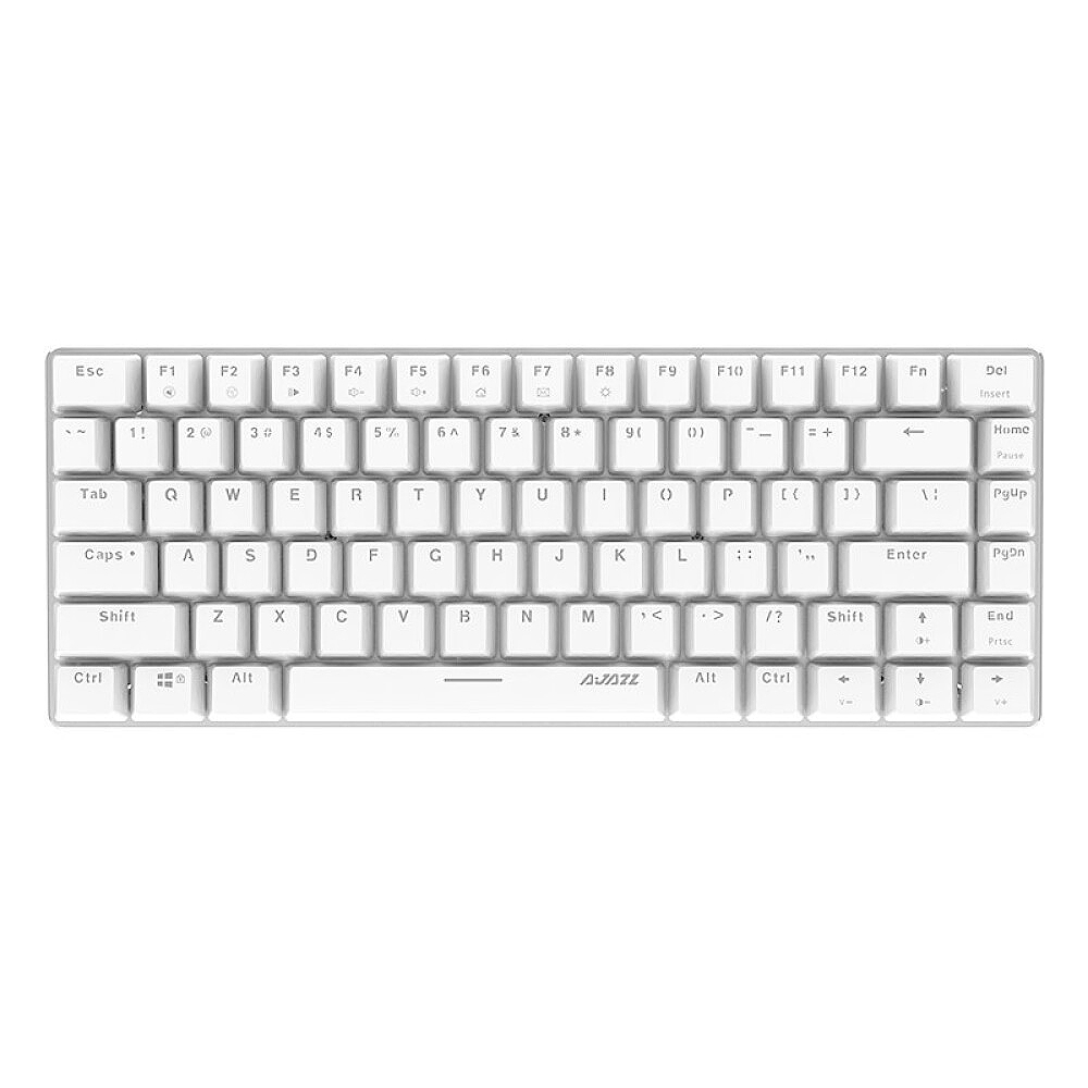 Ajazz AK33 82 Keys USB Wired Mechanical Keyboard Monochromatic Backlight  Gaming Keyboard, White with Blue Switches