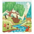 thumbnail image 3 of Ambesonne Hedgehog Shower Curtain, Ladybug Snail Bear, 69"Wx70"L, Multicolor, 3 of 5