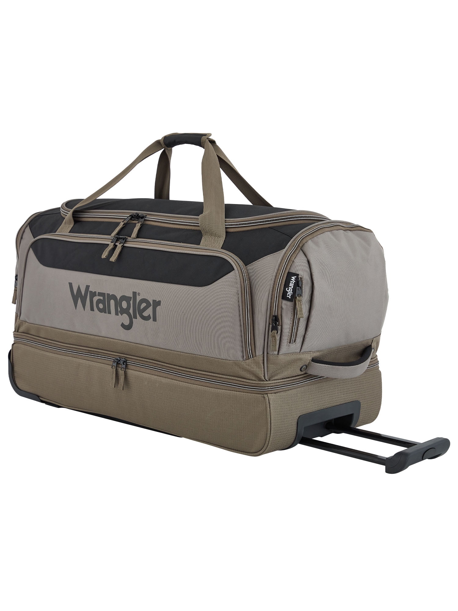 Wrangler 30" Polyester Drop-Bottom Rolling Travel Duffel w/ Interior Toiletry Pocket - Fallen Rock