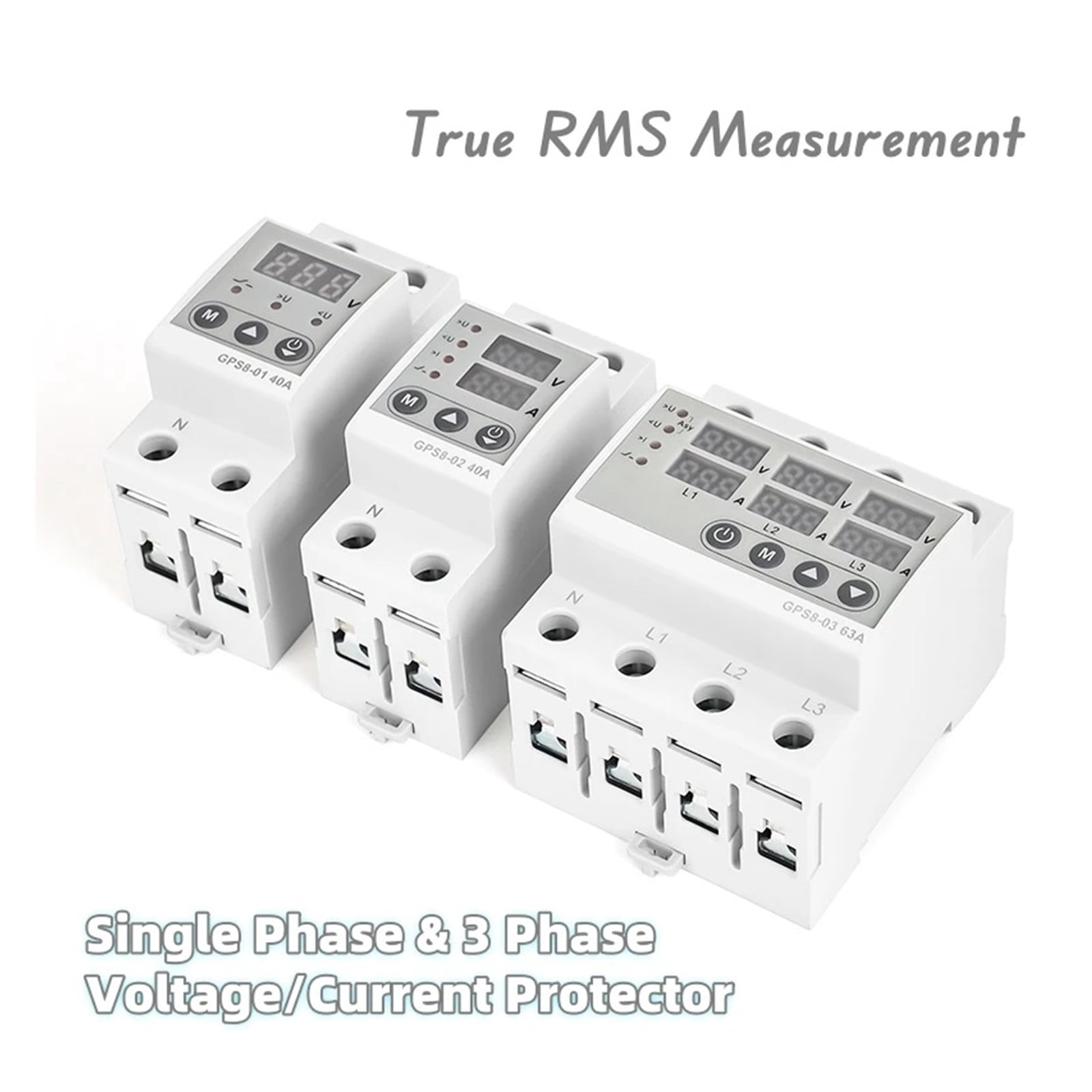 EJYWPSWD GPS8 Din Rail over Current Protector over Voltage under Voltage Protective Device 40A 63A 80A 220VAC