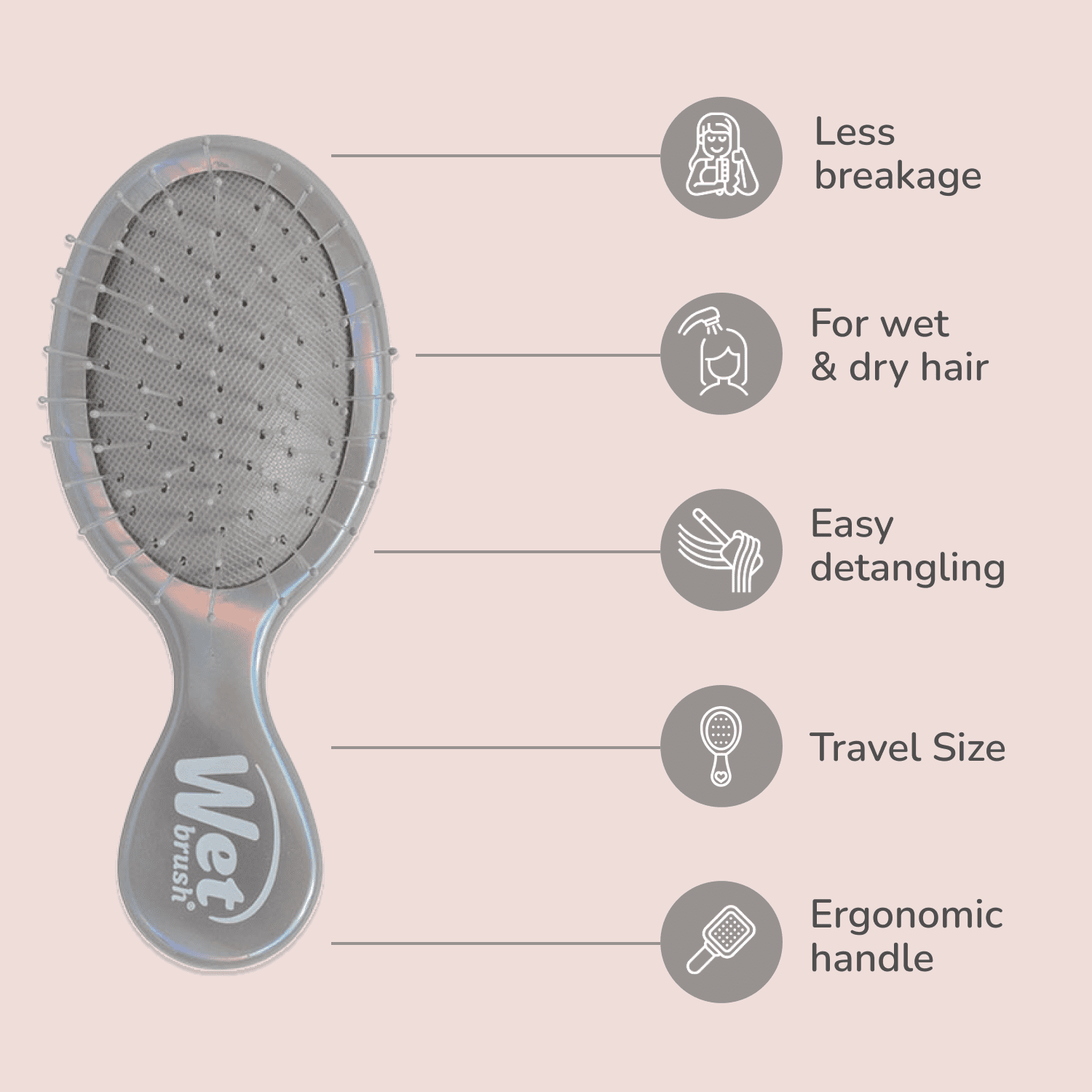 Wet Brush Iridescence Original and Mini Detangler, Hair Brush Duo Gift Set, Chrome
