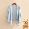 thumbnail image 2 of Breezora Women's Lightweight Cotton Blend Cardigan 3 4 Sleeve Cover Up Soft Summer Layer L Size Blue, 2 of 3