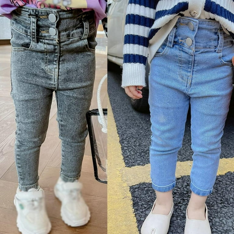 Girls Jeans Ruffles Kids Jeans For Girls High Waist Button Jeans For  Children Style Children's Clothing Spring Autumn