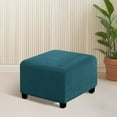 thumbnail image 4 of Square Ottoman Covers Slipcover Stretch Comfortable Jacquard Fabric with Elastic Bottom Form Fit Furniture Protector for Footrest Pouffe Foot Stool Storage, Removable Washable Spandex, 4 of 5