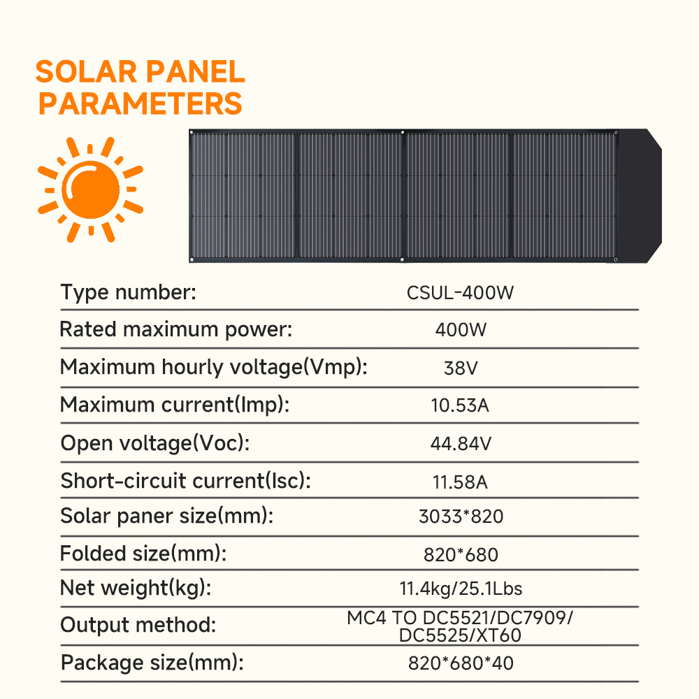 EFFORTWAY 400W Portable Solar Panel Foldable Solar Panel Charger with Adjustable Kickstands Waterproof IP67 for Camping, Home, RV, Boat, Outdoor, Power Station, off Grid System