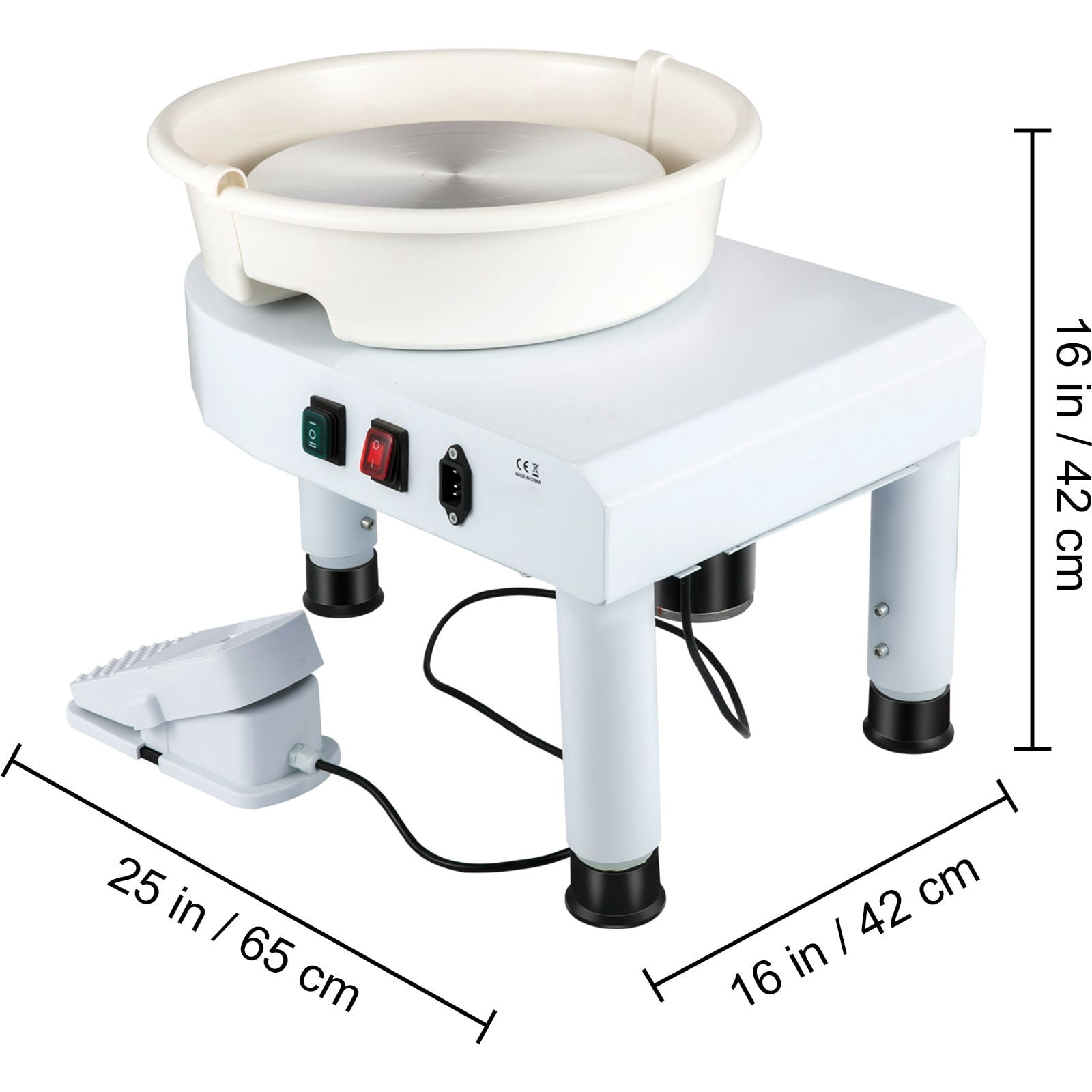 11-Inch Pottery Wheel, 0-300 RPM Ceramic Forming Machine with Foot Pedal, Detachable Basin, 0-7.8-Inch Adjustable Lift Leg, Sculpting Tool Kit for Art Craft DIY