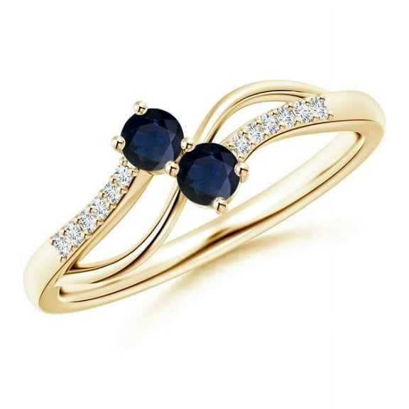 Round Shape Blue Sapphire CZ Diamond Cocktail Band Ring Women 925 Sterling Silver Yellow Gold Plated September Birthstone Valentine Day Birthday Gift Gemstone Jewelry