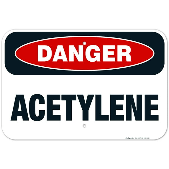 Danger Acetylene Sign, OSHA Danger Sign,