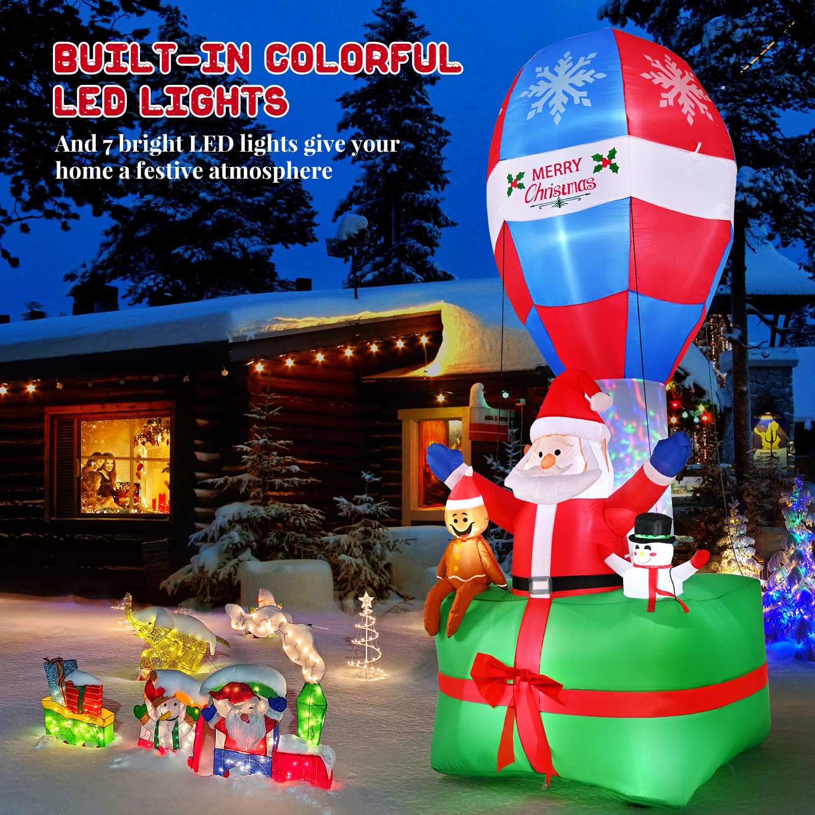 Justpe 9-Foot Santa Hot Air Balloon LED Inflatable Christmas Decoration photo 5