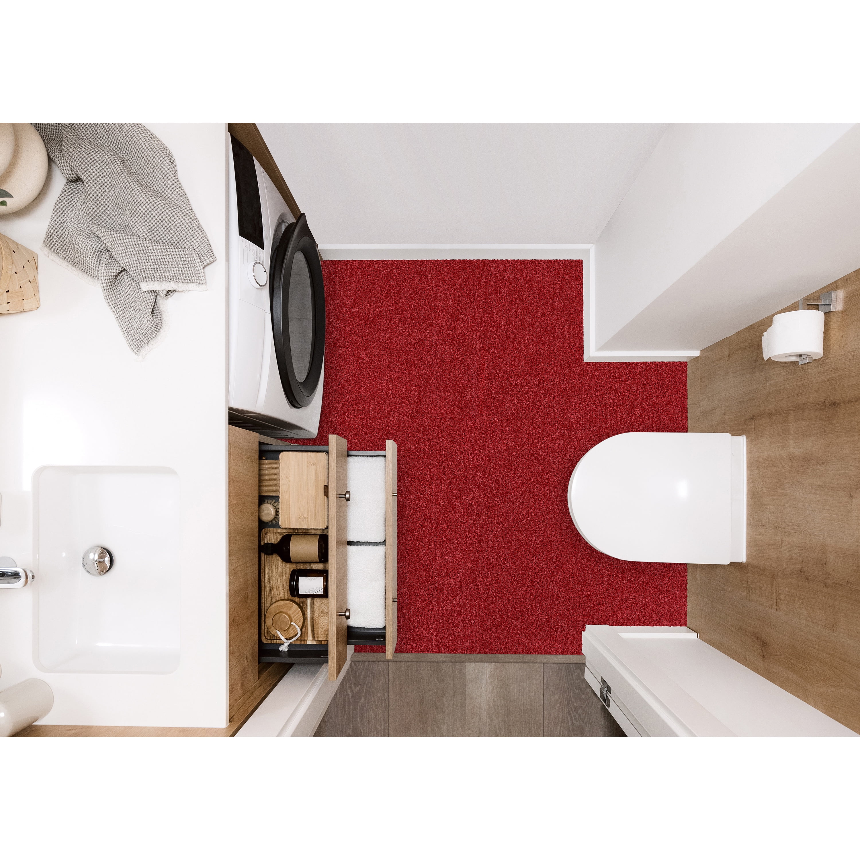 Garland Rug Gramercy Washable Polypropylene Classic Red Bathroom Carpet, 6' x 9'