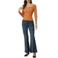 thumbnail image 2 of INSPIRE CHIC Chandail pour Femmes Ajusté à Manches Longues Col Cœur Tricoté TP Orange, 2 of 5