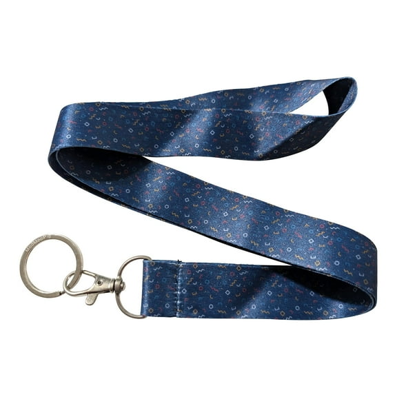 Shapes Pattern All Over Print Blue Keychain Lanyard