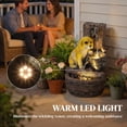 thumbnail image 4 of Outsunny Outdoor Fountain with 3-Tier Puppy Theme, LED Lights, Adjustable Flow, Resin Freestanding Garden Fountain, Rustic Brown, 4 of 9