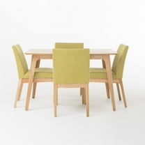 GDF Studio Brittany Mid Century Modern Fabric Upholstered 5 Piece Dining Set, Green Tea and Natural Oak