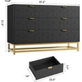 thumbnail image 3 of EastVita 47.2 inch Wide Modern 6 Drawer Dresser Wide Chest with Gold Metal Legs and Handles Wood Storage Organizer for Bedroom Living Room Hallway Black, 3 of 7