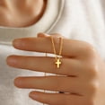 thumbnail image 3 of Turandoss 14K Gold Plated Dainty Tiny Small Bubble Cross Pendant Necklace for Women Girls Simple Cute Jewelry Teacher Appreciation Mothers Day Graduation Gifts for Her Mom Kids Teen Girls Wife Ideas, 3 of 8