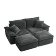 thumbnail image 4 of Aukfa 81" Oversized Modular Sectional Sofa, Corduroy Upholstered Cloud Couch with Two Ottomans, Deep Seat Comfy Sofa Set for Living Room, Dark Gray, 4 of 7