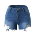 thumbnail image 6 of Henpk New Arrivals 2024 Now Trending 2024 Jeans For Women High Rise Leggings For Women Plus Size Clearance Color Blue Shorts With Ripped Pockets Blue M, 6 of 8