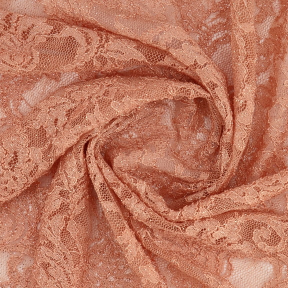 Zelouf Loreen Scallop Stretch Lace With Glitter  , Sewing, DIY, Crafts Fabric by the Yard, Tranquil Blush, 3 Yard